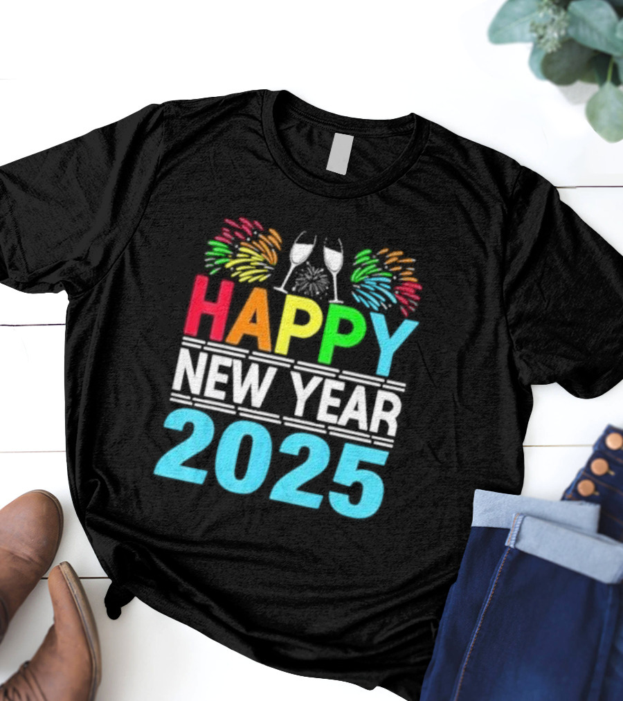 Happy New Year 2025 Fireworks Cheers T-Shirt