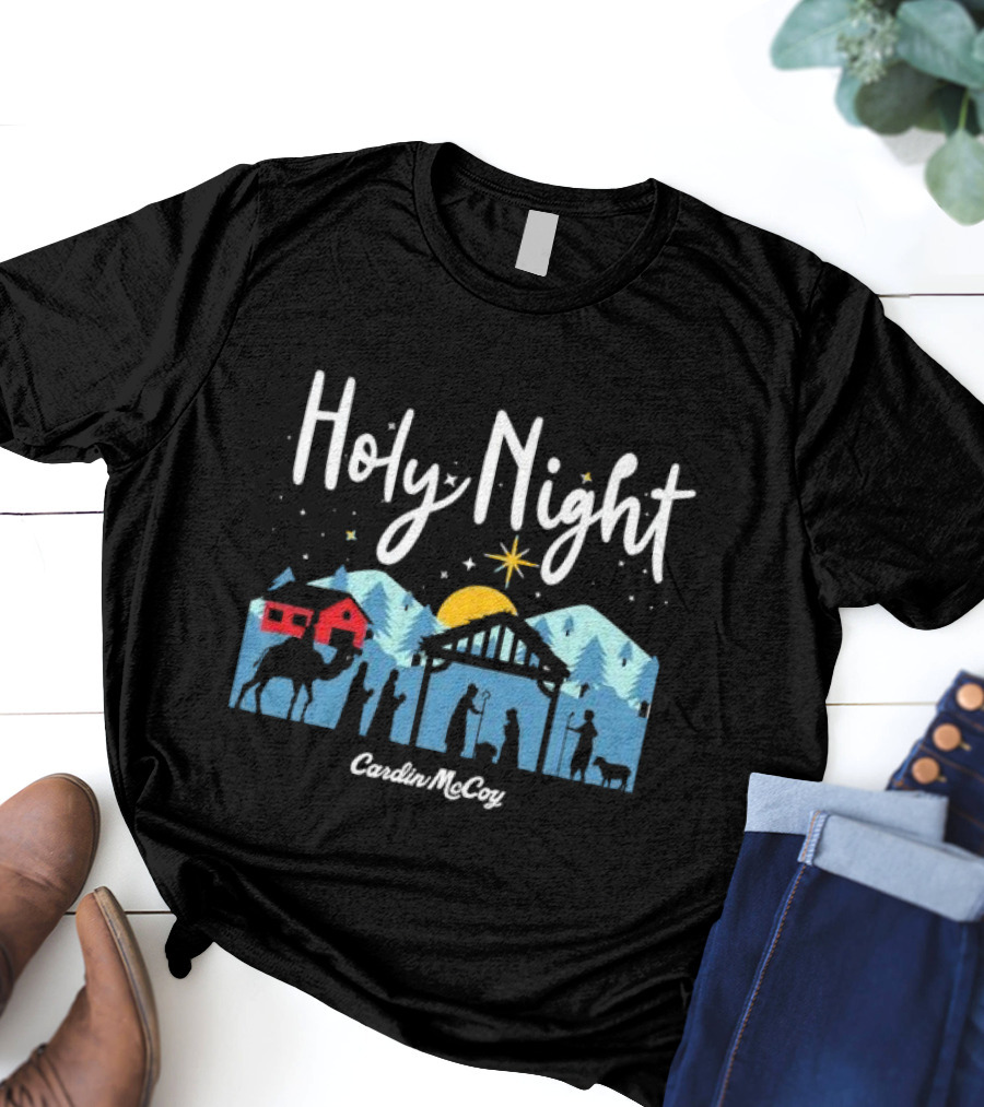 Holy Night Cardin McCoy Nativity Scene Christmas T-Shirt