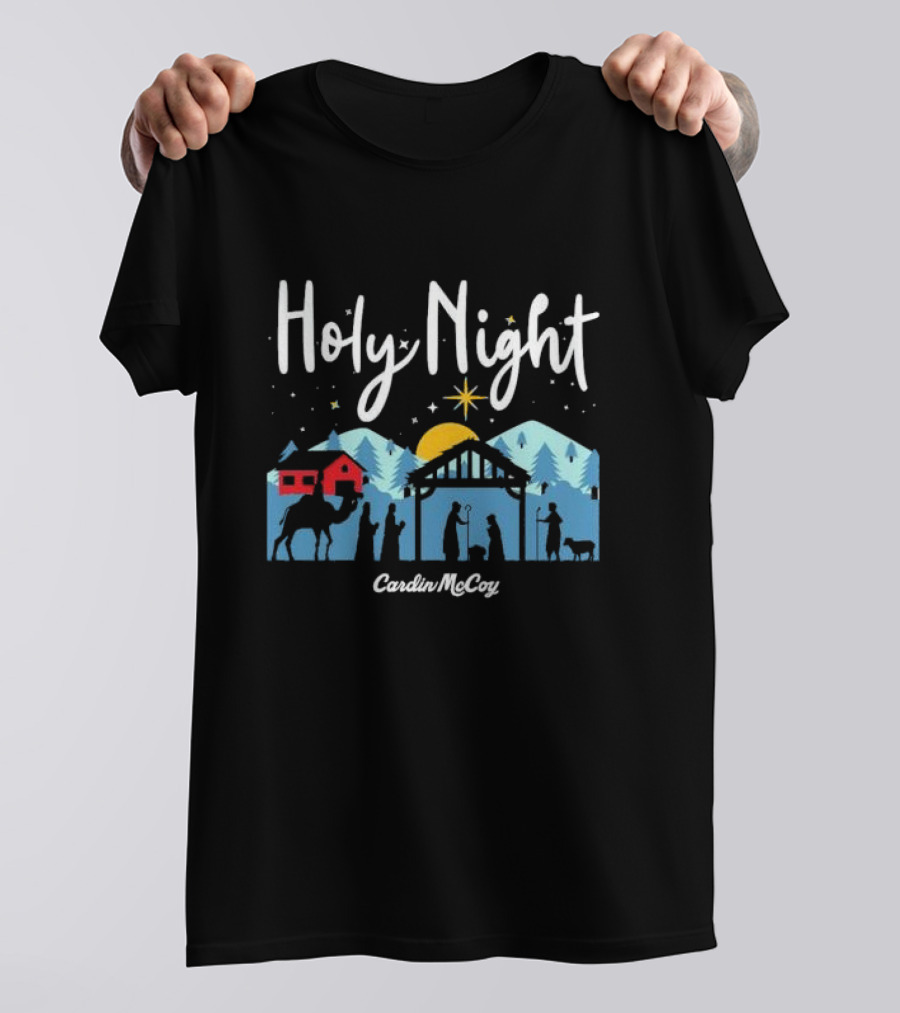 Holy Night Cardin McCoy Nativity Scene Christmas T-Shirt
