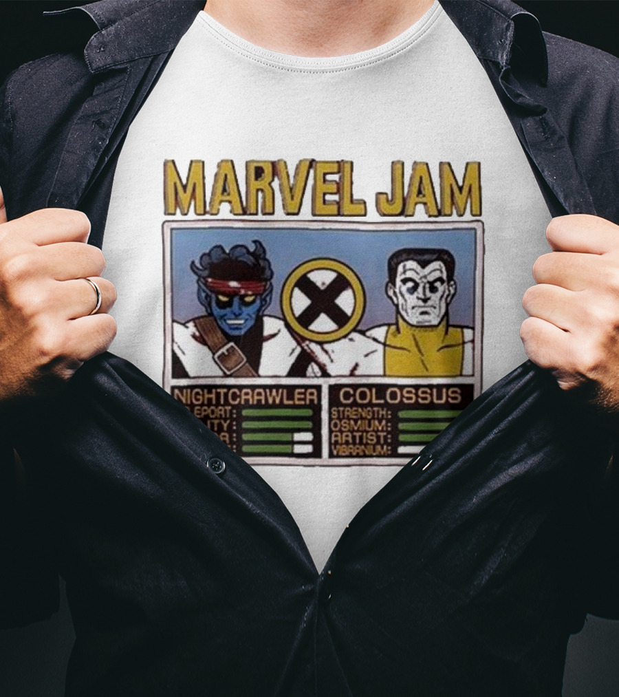 Marvel Jam Nightcrawler Colossus Teleport Agility Strength Osmium T-Shirt