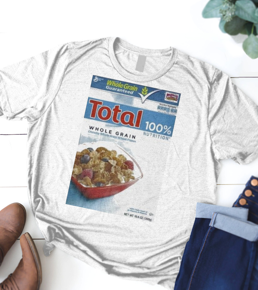 Total 100% Nutrition Whole Grain Crunchy Wheat Flakes Breakfast Cereal Box T-Shirt