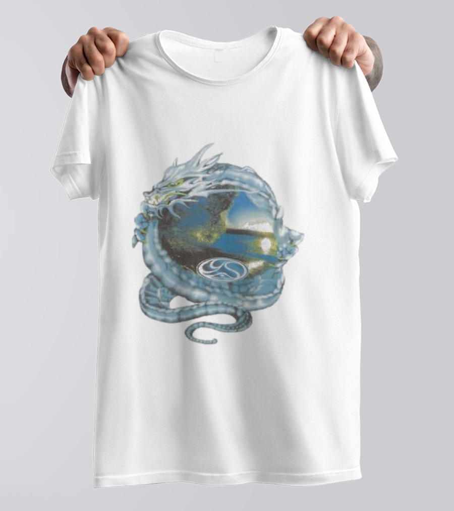 Yardsale Wave Serpent Dragon Landscape Sphere T-Shirt
