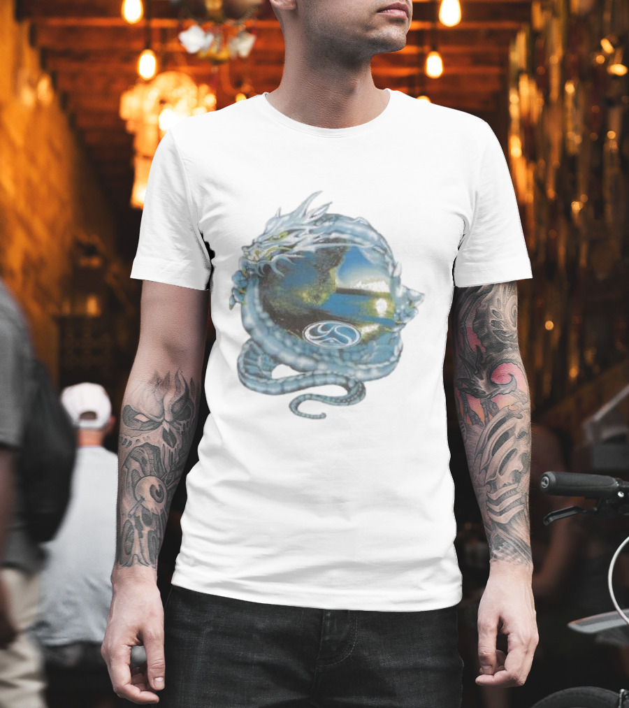 Yardsale Wave Serpent Dragon Landscape Sphere T-Shirt