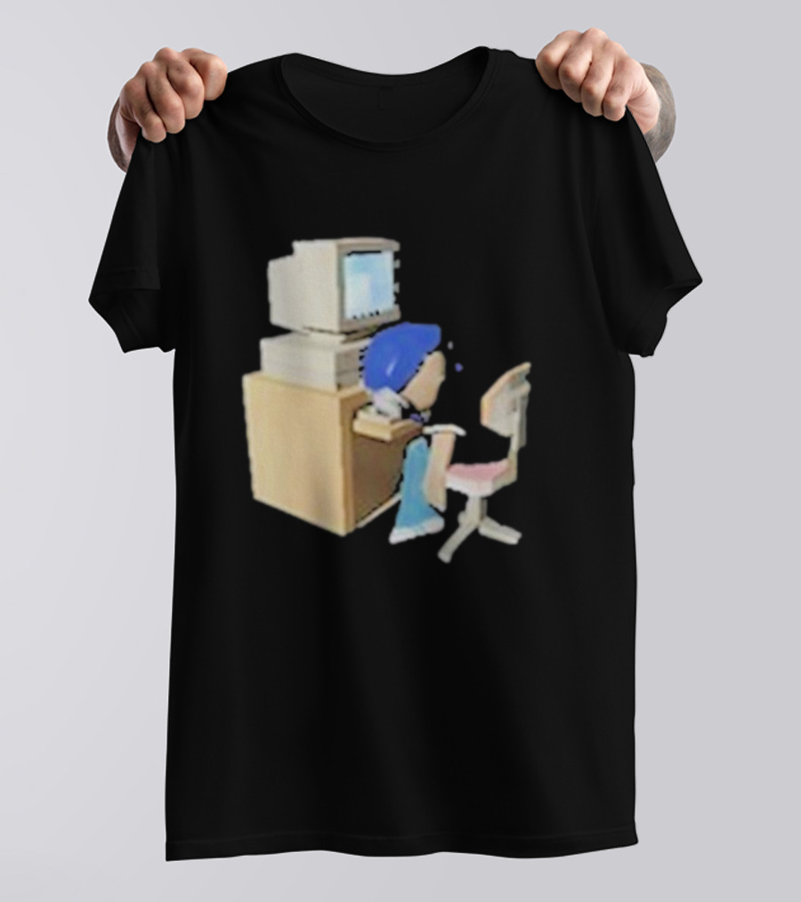 Nikki Carreon Internet Fatigue Vintage Computer Cartoon Figure T-Shirt