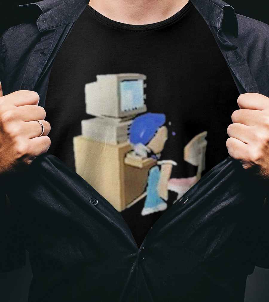 Nikki Carreon Internet Fatigue Vintage Computer Cartoon Figure T-Shirt