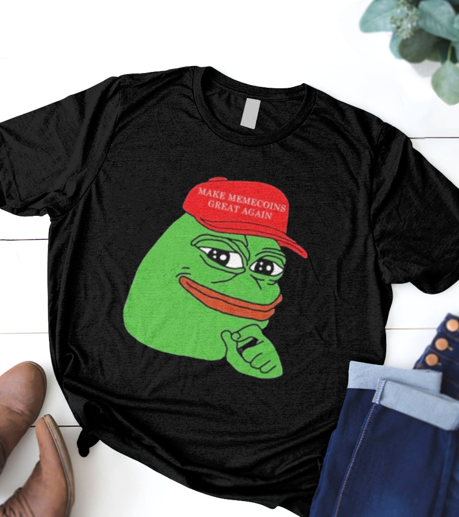 Pepe Make Memecoins Great Again Red Hat Meme Character T-Shirt