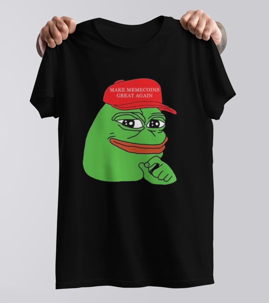 Pepe Make Memecoins Great Again Red Hat Meme Character T-Shirt