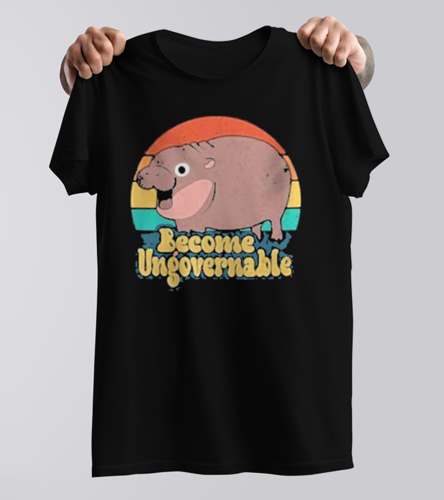 Become Ungovernable Baby Hippo Retro Circles T-Shirt
