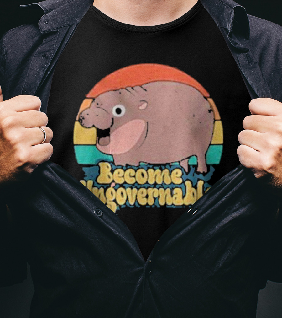 Become Ungovernable Baby Hippo Retro Circles T-Shirt
