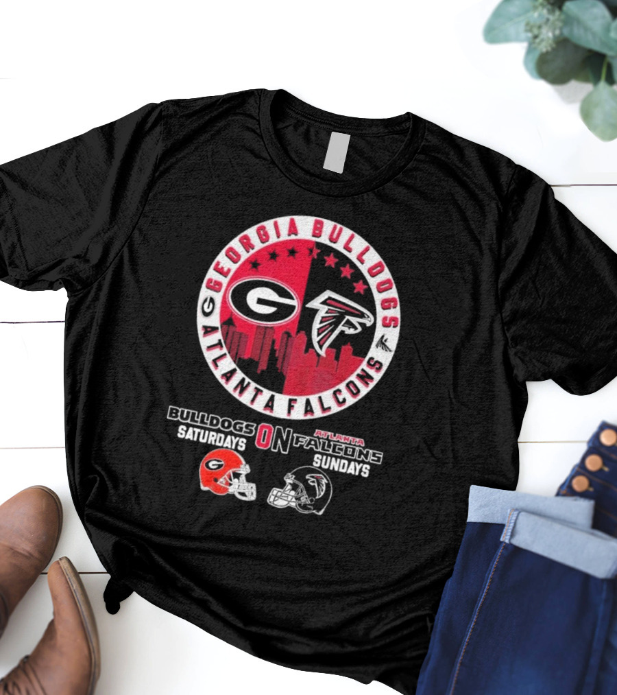 Georgia Bulldogs Saturdays Atlanta Falcons Sundays Football Fans T-Shirt