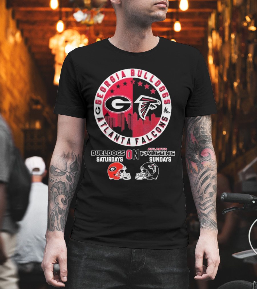 Georgia Bulldogs Saturdays Atlanta Falcons Sundays Football Fans T-Shirt
