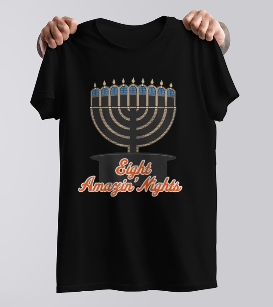 Hanukkah New York Mets Eight Amazin’ Nights Menorah T-Shirt
