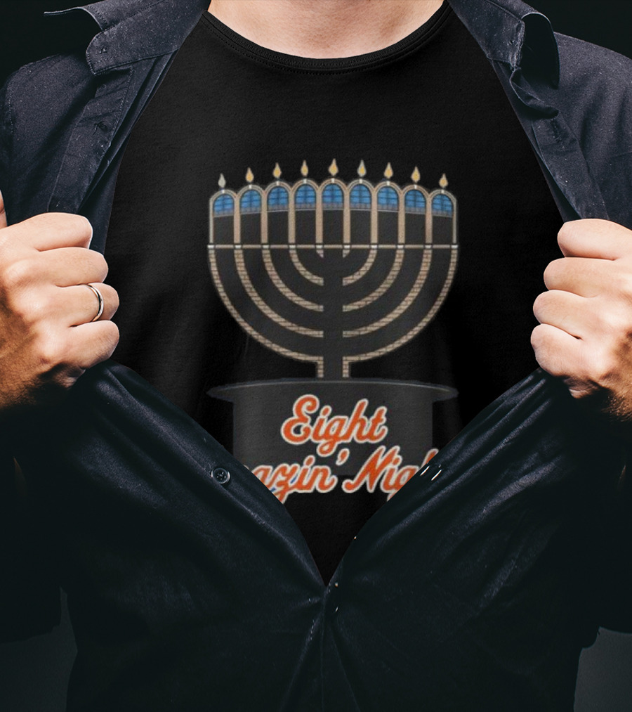 Hanukkah New York Mets Eight Amazin’ Nights Menorah T-Shirt