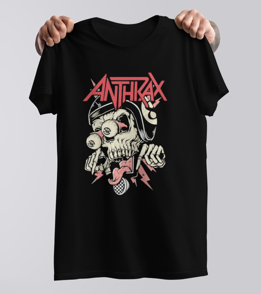 Anthrax Skull With Exploding Eyes And Microphone T-Shirt