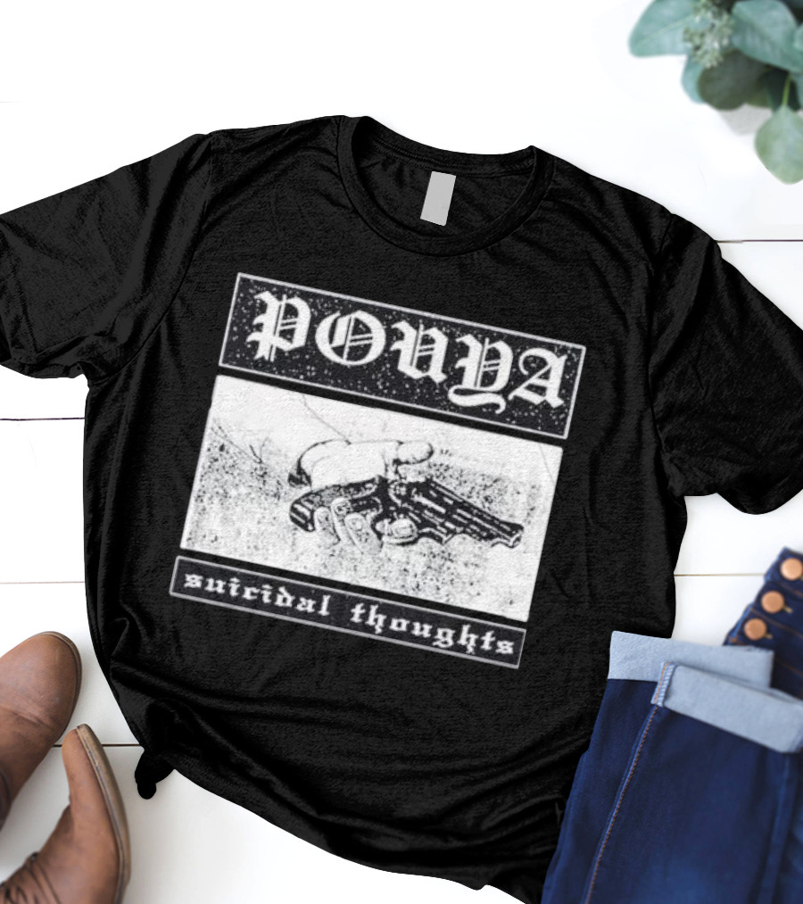 Pouya Suicidal Thoughts Hand Holding Gun T-Shirt