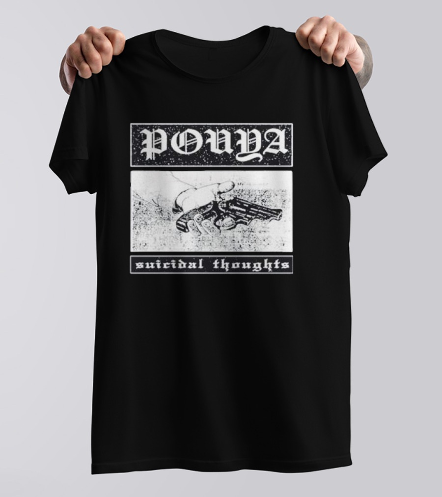 Pouya Suicidal Thoughts Hand Holding Gun T-Shirt