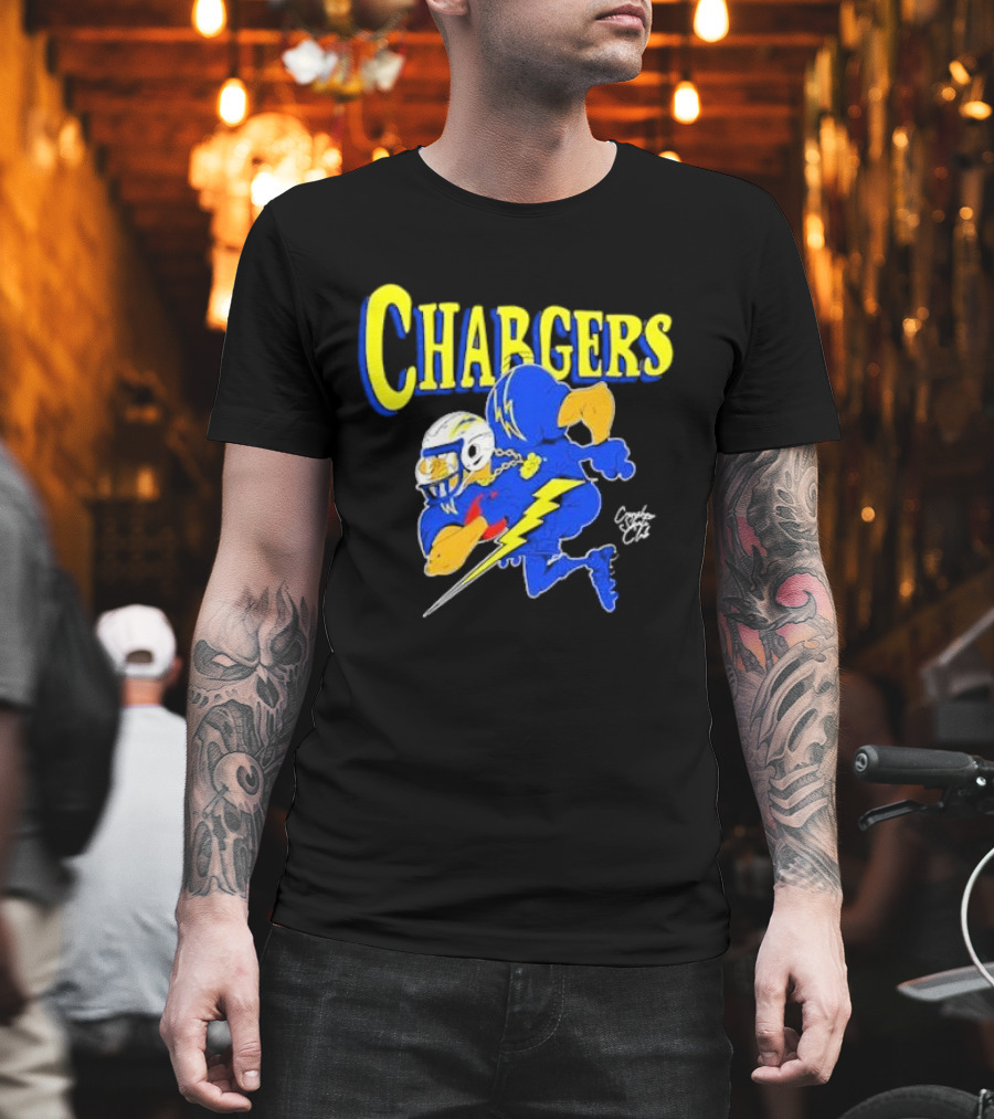 Chargers Crenshaw Skate Club Football Player Lightning T-Shirt