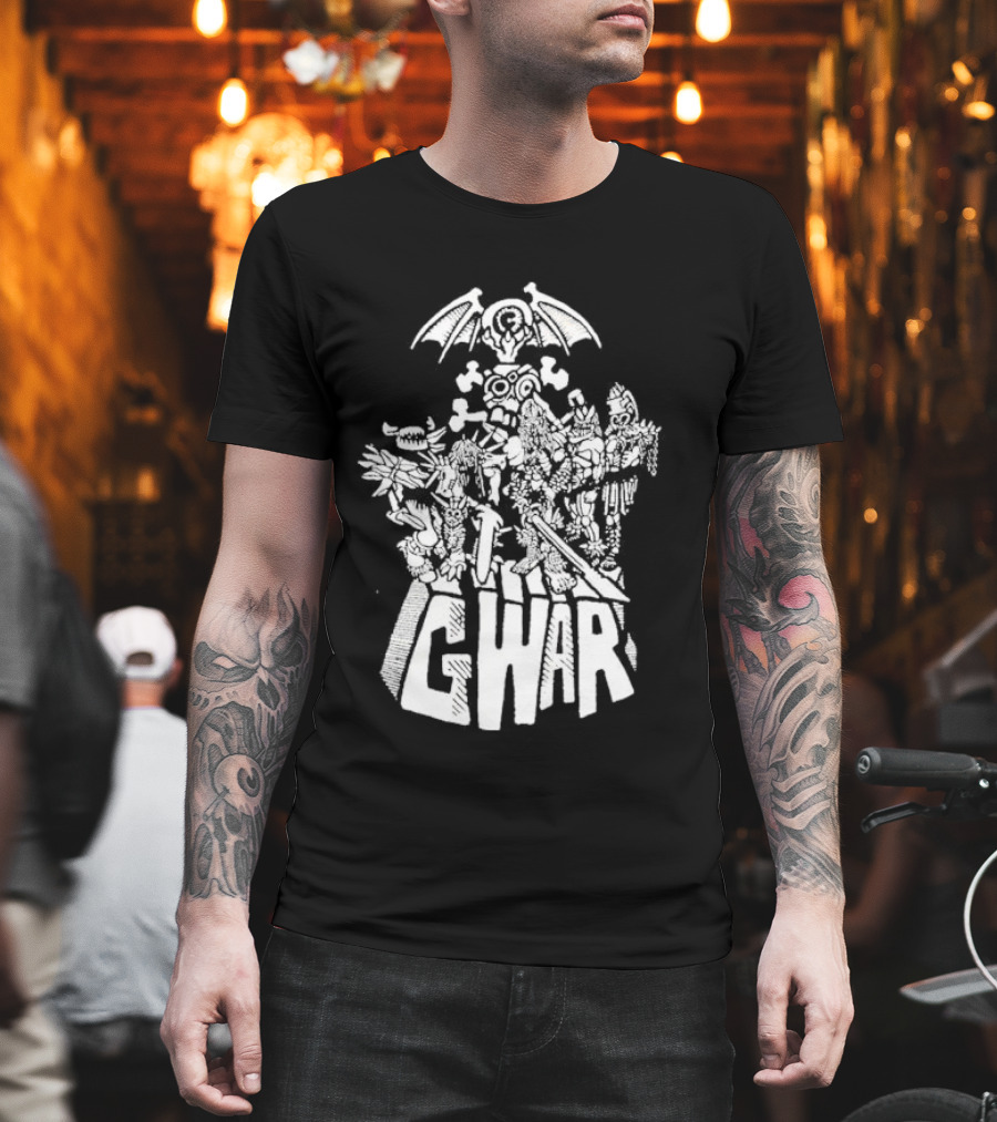 Gwar 1994 Glow In The Dark Band Art With Monsters And Bat Wings T-Shirt