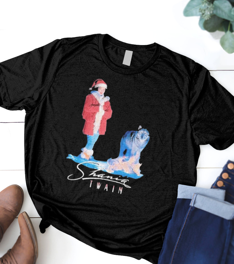 Shania Twain Holiday Santa Suit And Wolf T-Shirt