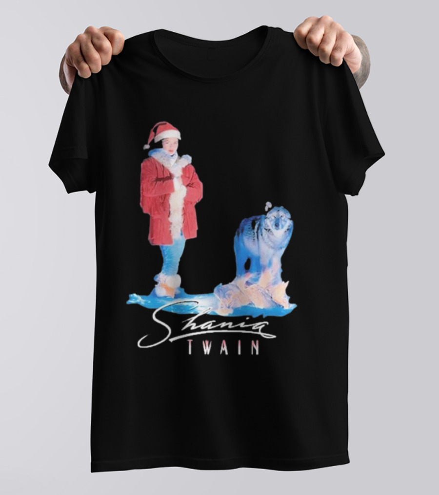 Shania Twain Holiday Santa Suit And Wolf T-Shirt