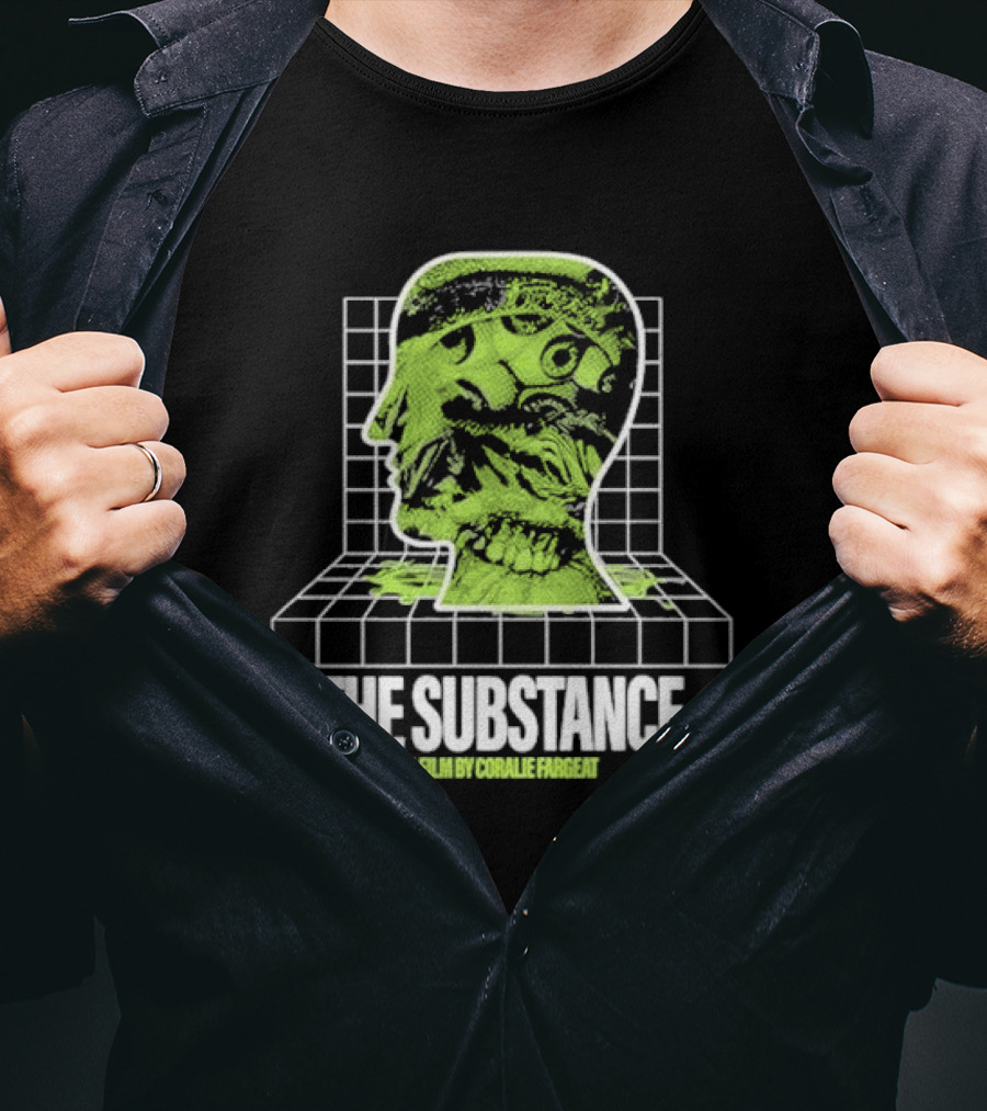The Substance A Film By Coralie Fargeat MUDB Grand Studio Head On Grid With Eye And Mouth T-Shirt