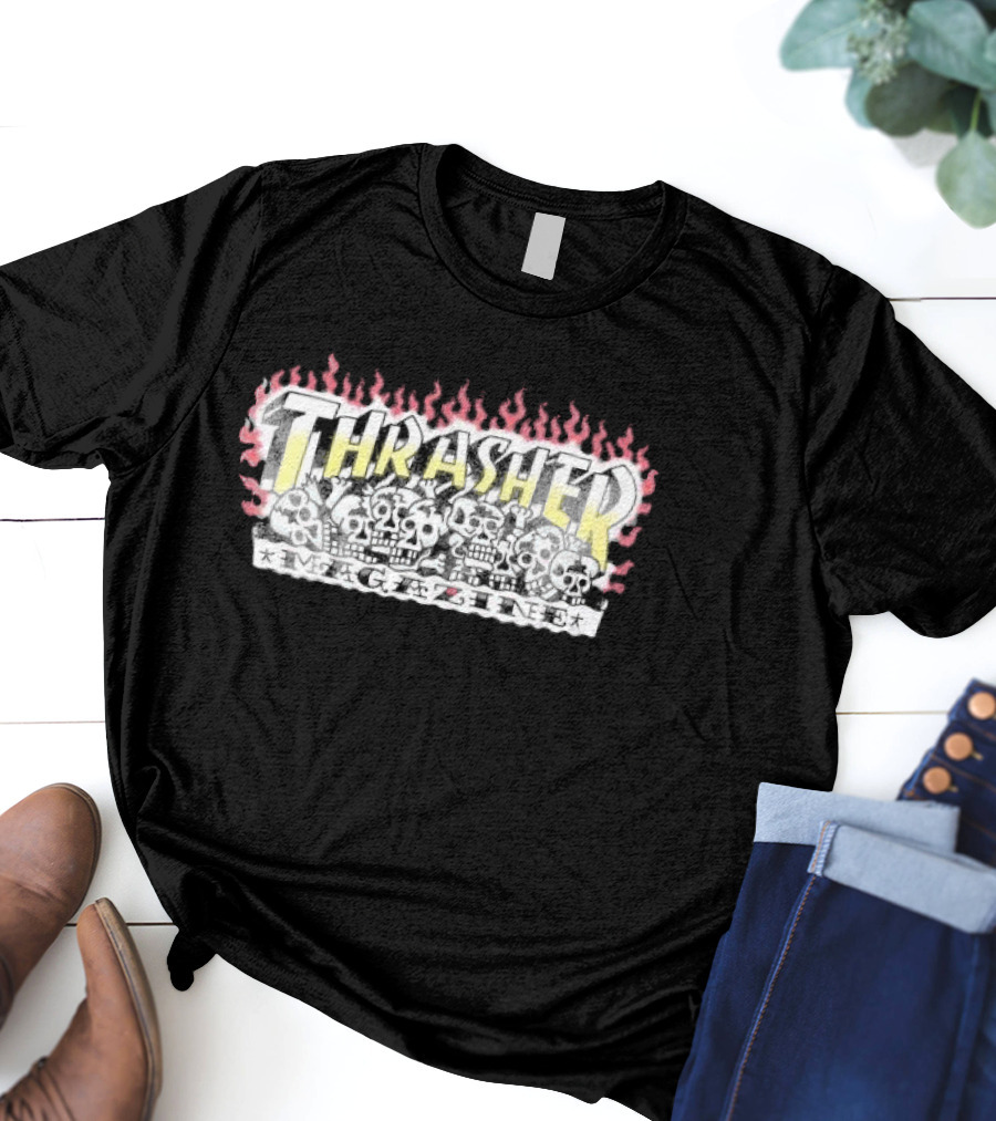 Thrasher Magazine Flaming Skull Graphics T-Shirt