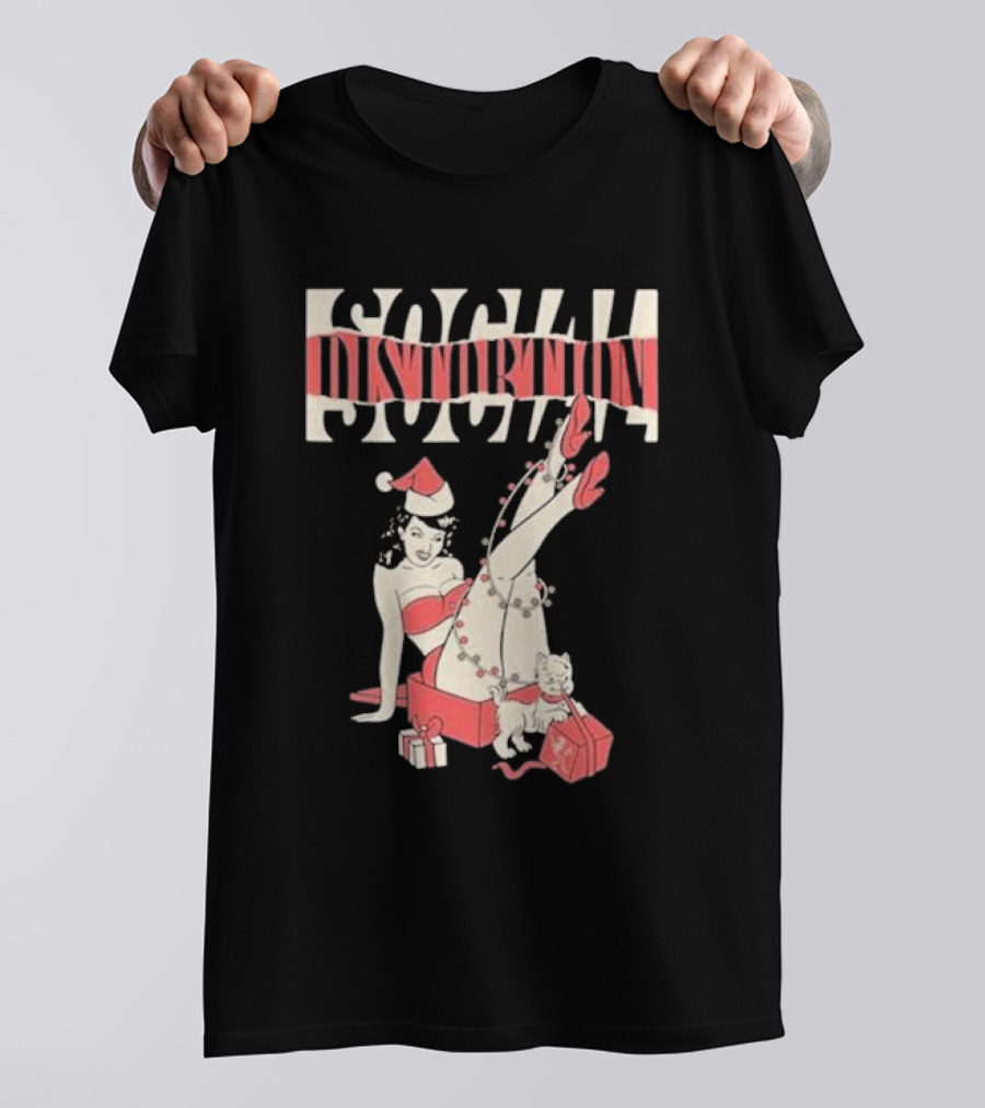 Social Distortion Holiday Pinup Torn Logo Santa Hat Retro Gifts T-Shirt