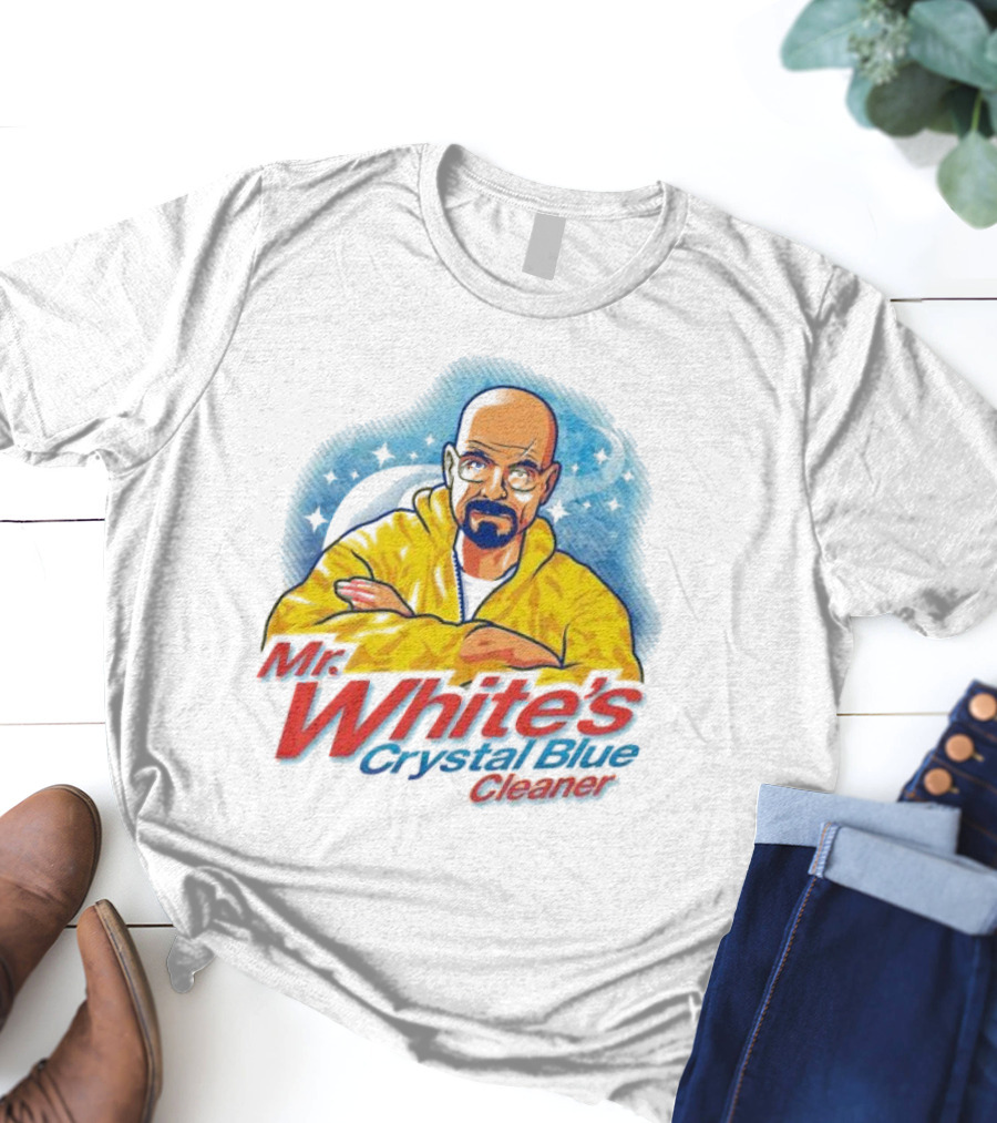 Mr. White's Crystal Blue Cleaner Breaking Bad Iconic Yellow Jacket Character T-Shirt