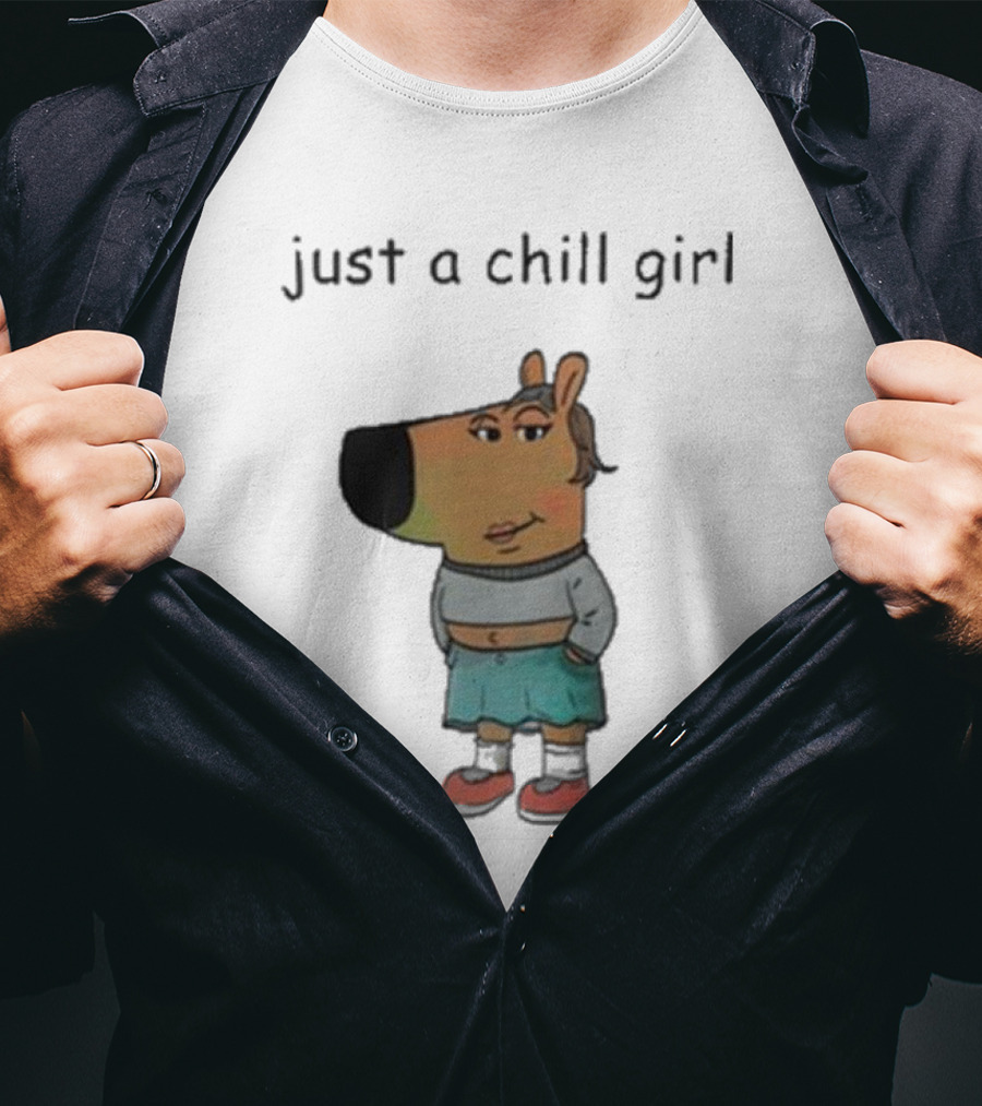Just A Chill Girl Wearing Character With Crossed Arms And Sneakers T-Shirt