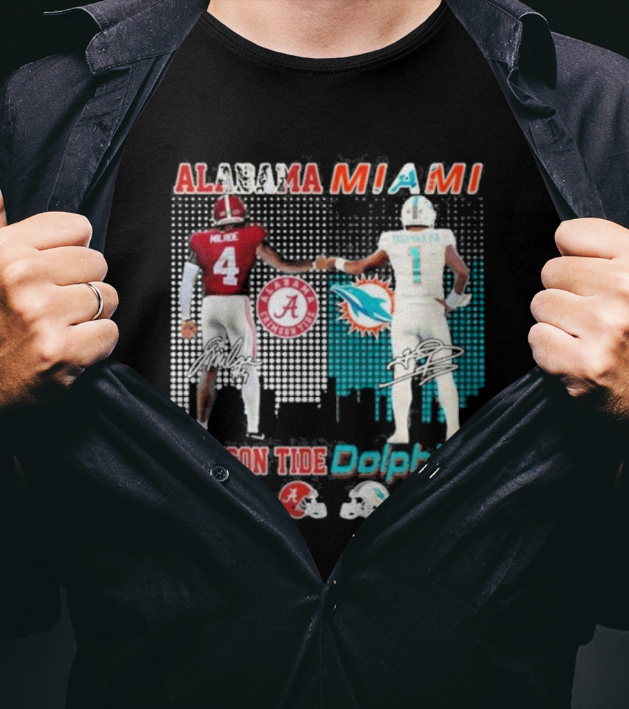 Alabama Miami Crimson Tide Saturdays Dolphins Sundays T-Shirt