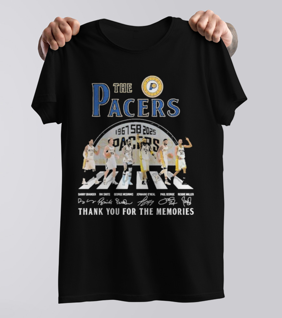 The Pacers 1967-2025 Thank You For The Memories Danny Granger Rik Smits George McGinnis Jermaine O'Neal Paul George Reggie Miller T-Shirt