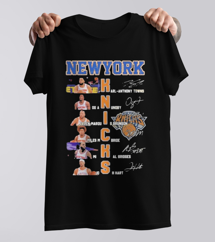 New York Knicks Karl-Anthony Towns OG Anunoby Jalen Brunson Miles McBride Mikal Bridges Josh Hart Signature Players T-Shirt