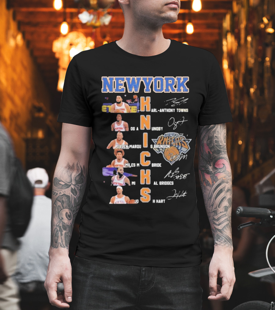 New York Knicks Karl-Anthony Towns OG Anunoby Jalen Brunson Miles McBride Mikal Bridges Josh Hart Signature Players T-Shirt