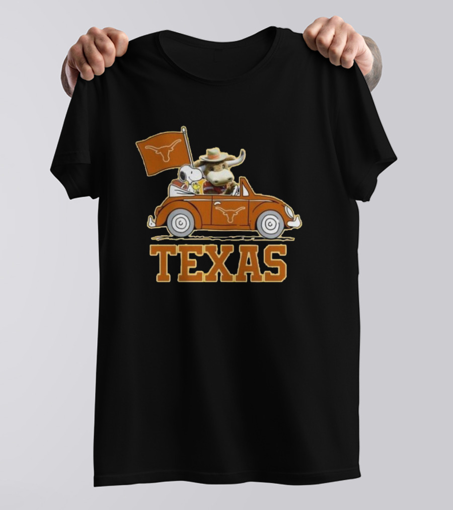 Texas Always Go For All 2D Longhorn Bevo Snoopy Car T-Shirt