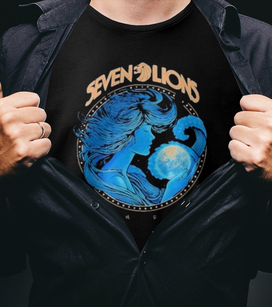 Seven Lions Worlds Apart Celestial Woman Holding Earth T-Shirt