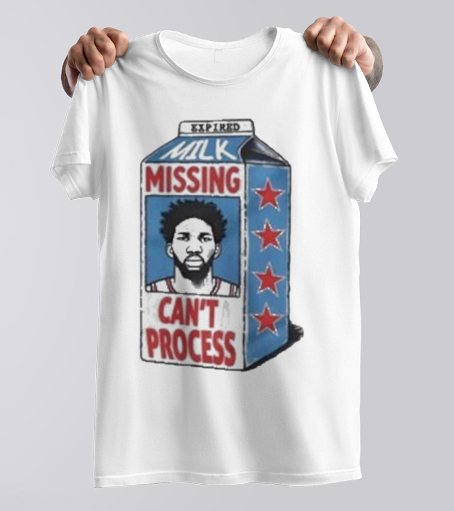 Joel Embiid Expired Milk Carton Missing Can't Process Philly Stars T-Shirt