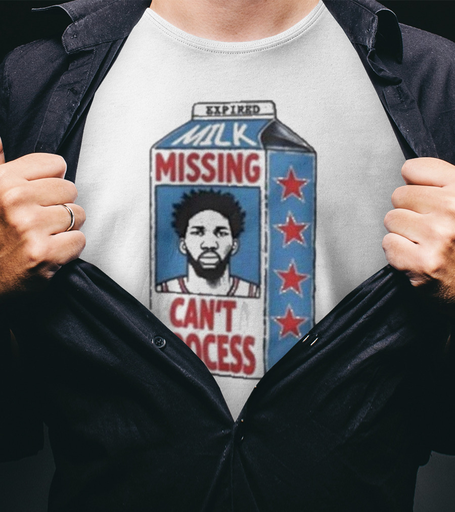 Joel Embiid Expired Milk Carton Missing Can't Process Philly Stars T-Shirt