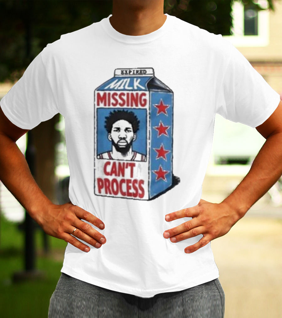 Joel Embiid Expired Milk Carton Missing Can't Process Philly Stars T-Shirt