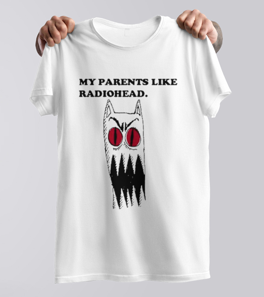 MY PARENTS LIKE RADIOHEAD Red Eyed Monster Drawing T-Shirt