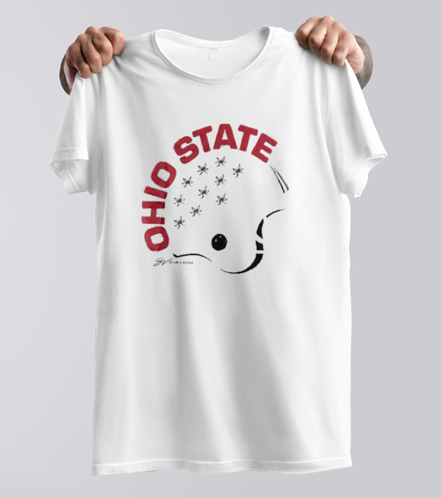 Ohio State Football Helmet Bold Buckeye Leaf T-Shirt