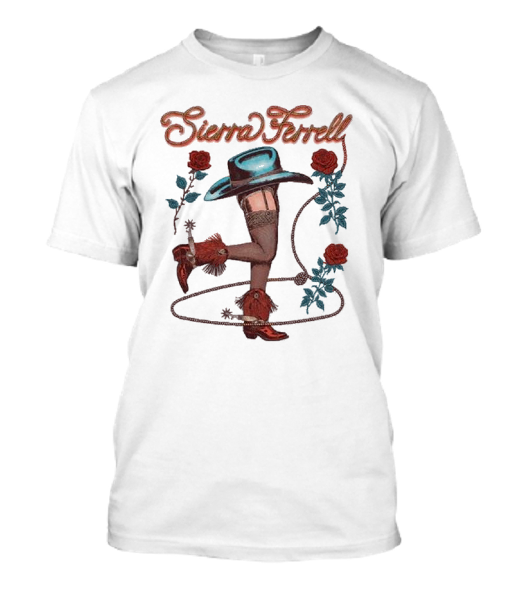 Sierra Ferrell Hat And Legs With Roses And Lasso T-Shirt