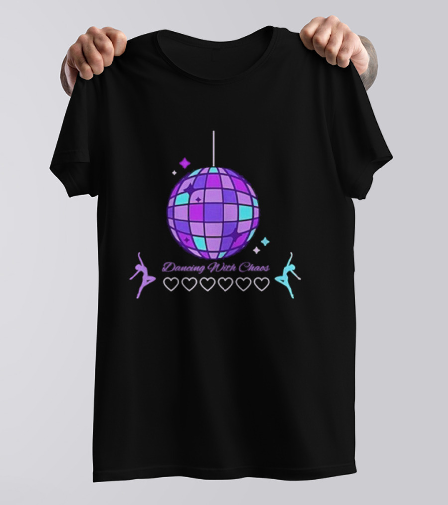 Dancing With Chaos Purple Disco Ball Icons And Dancers T-Shirt
