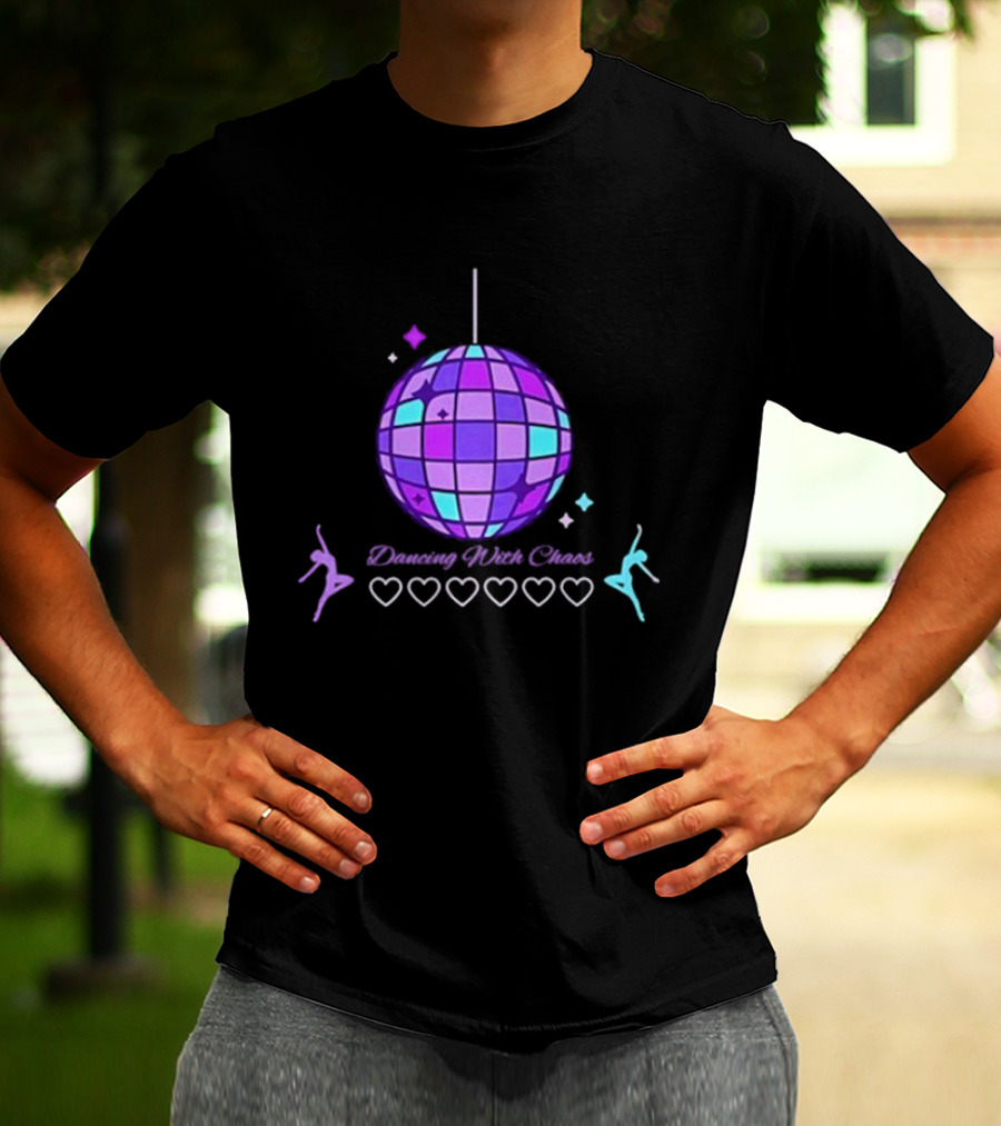 Dancing With Chaos Purple Disco Ball Icons And Dancers T-Shirt