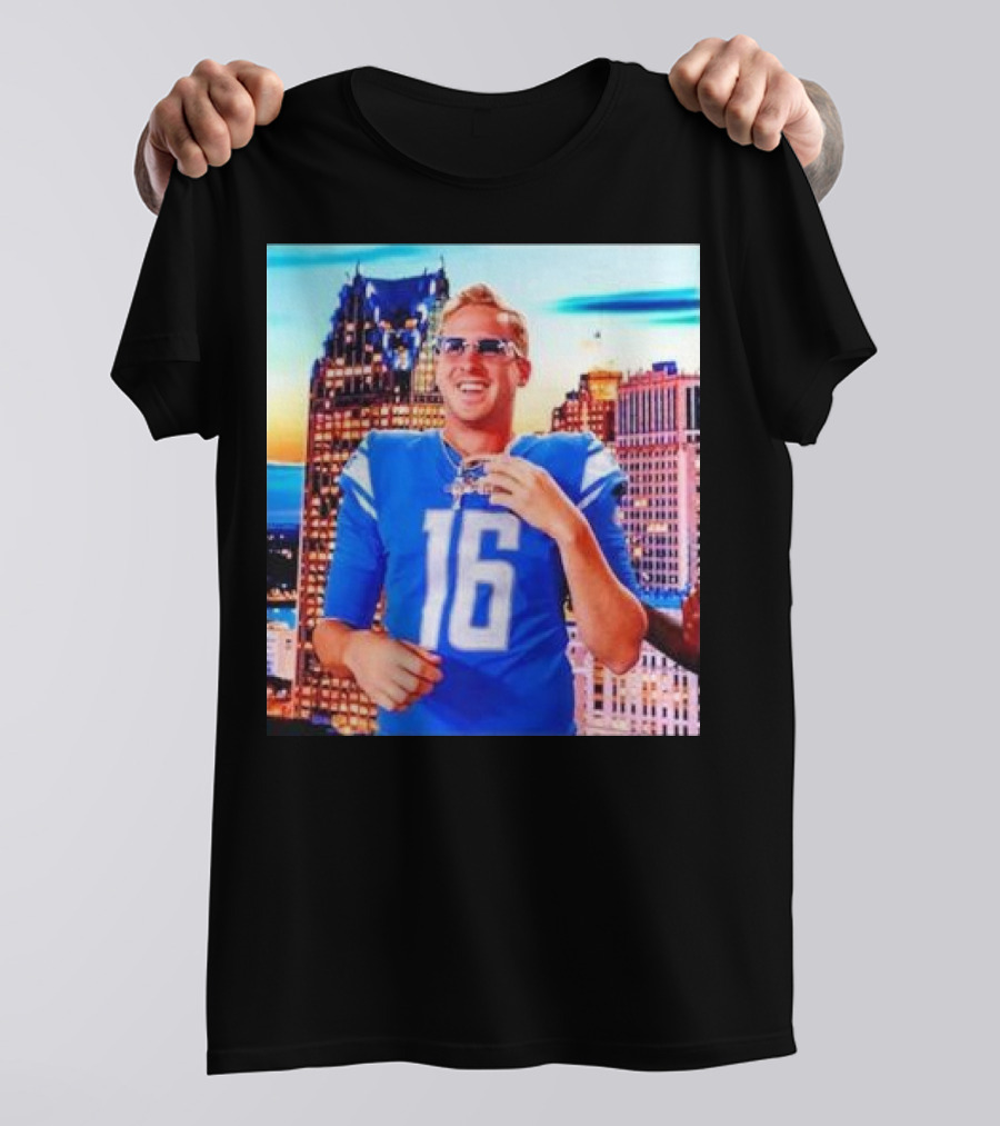 Iced Out Jared Goff Detroit Skyline Football Fashion T-Shirt
