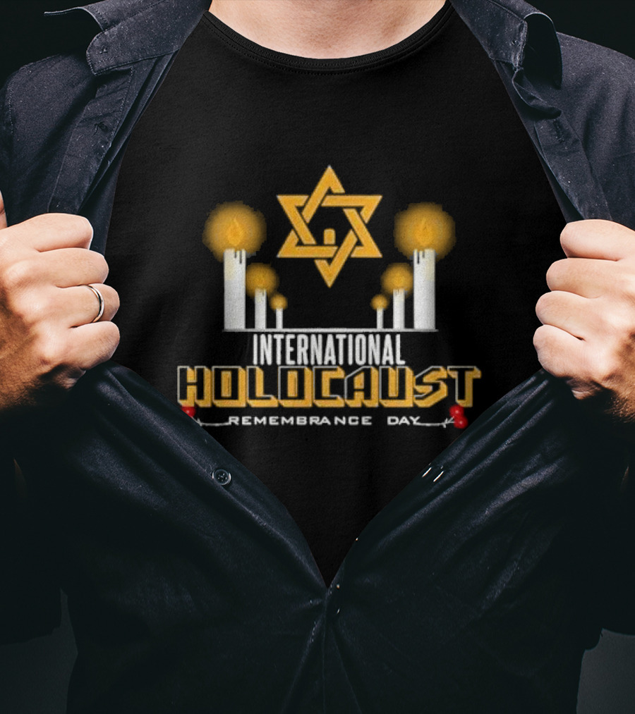 International Holocaust Remembrance Day Star Of David Candle Memorial T-Shirt