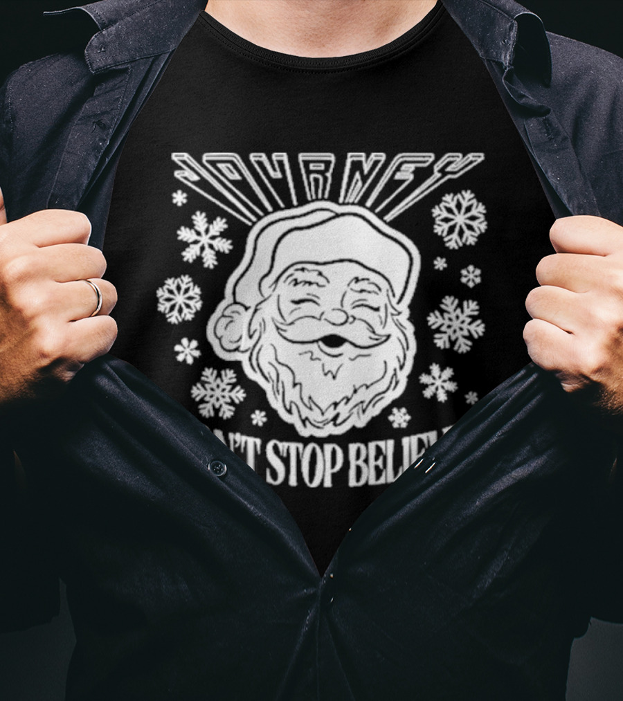 Journey Santa Don't Stop Believin' Snowflakes Holiday Tour T-Shirt