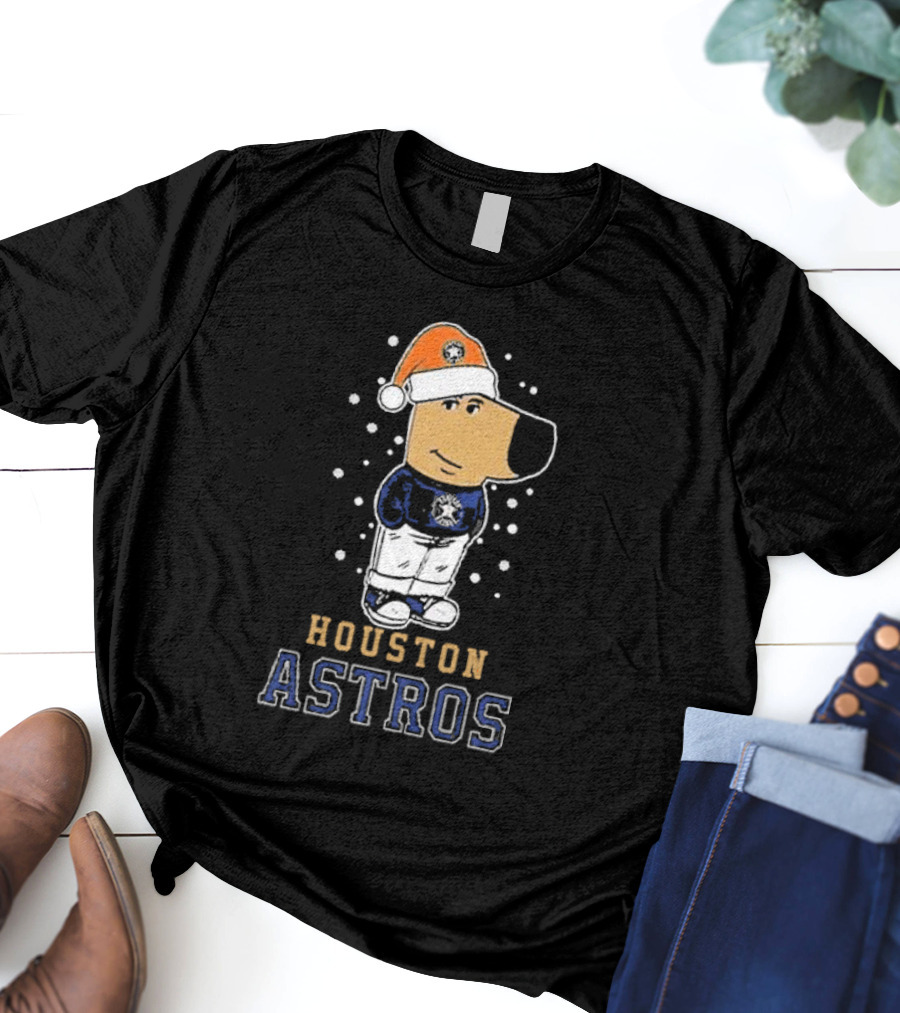 Houston Astros Christmas Santa Dog Mascot T-Shirt