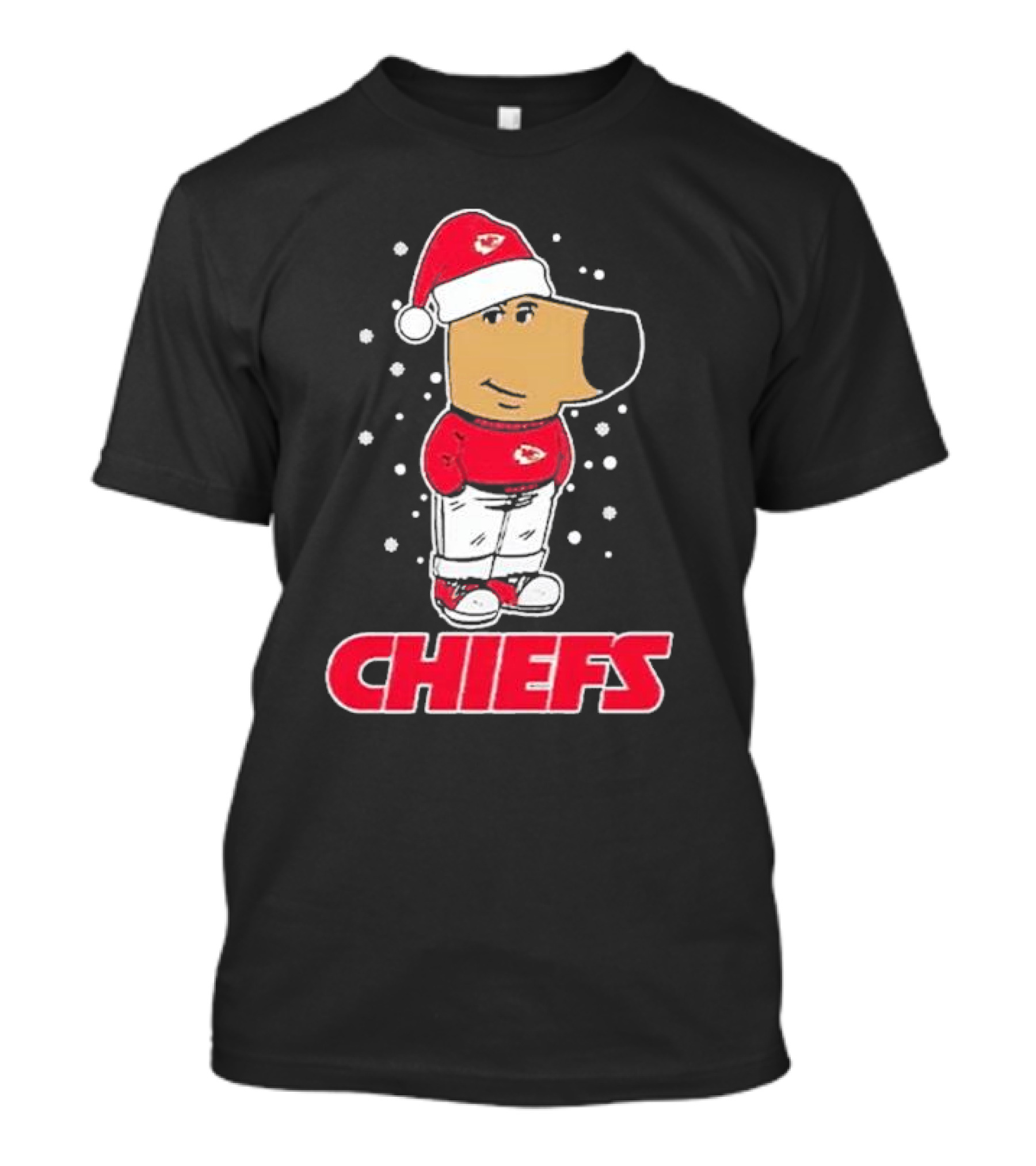Chill Christmas Chiefs Santa Dog In Snowy Sweater And Hat T-Shirt