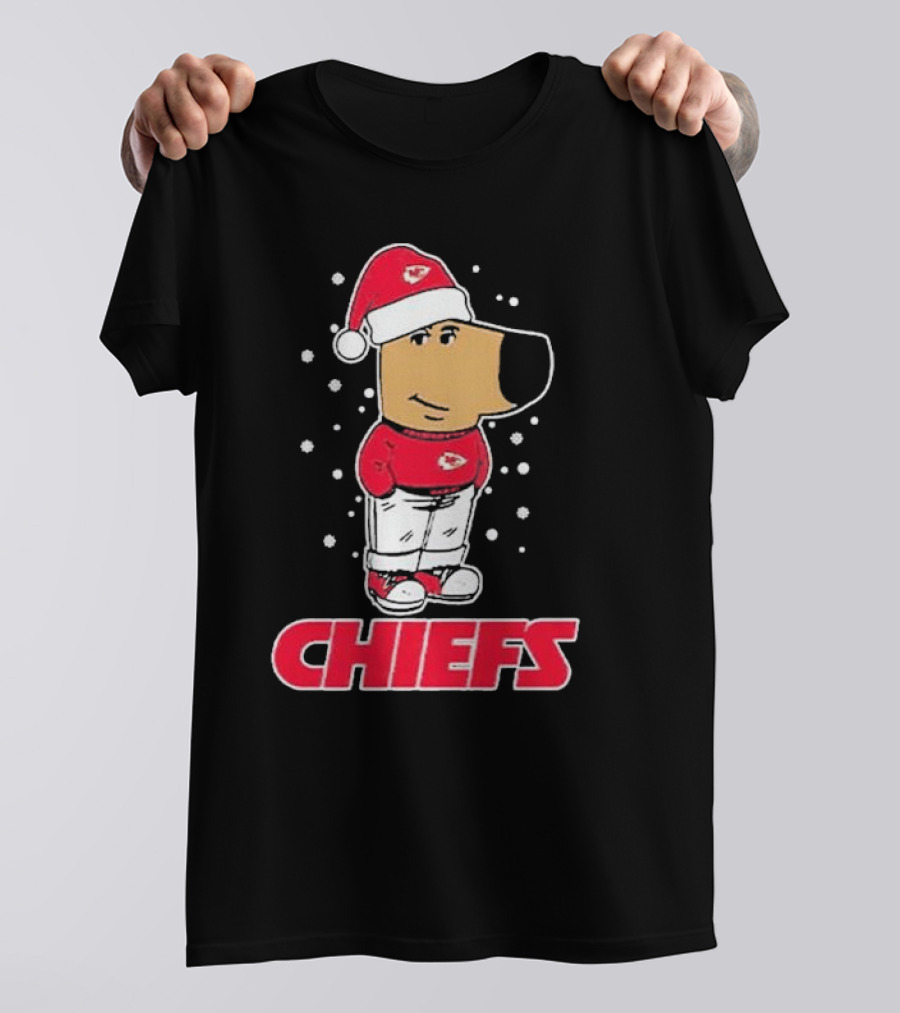 Chill Christmas Chiefs Santa Dog In Snowy Sweater And Hat T-Shirt