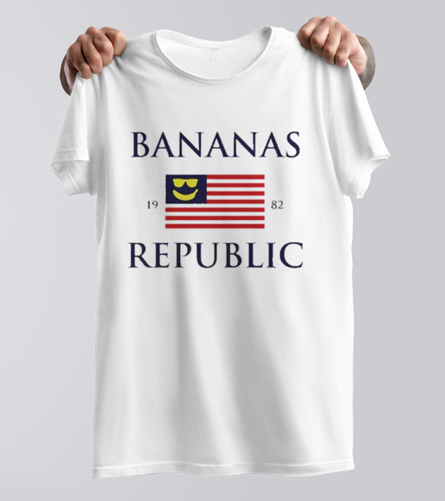 Bananas Republic 1982 Flag With Sunglasses Emoji T-Shirt